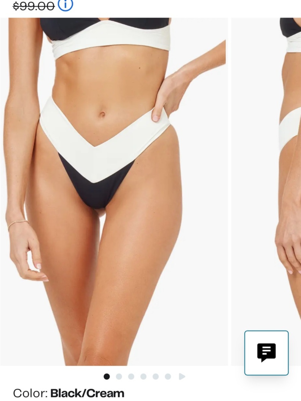 L Space Quinn bikini bottom 
Black and Cream V-Front Bikini Bottom